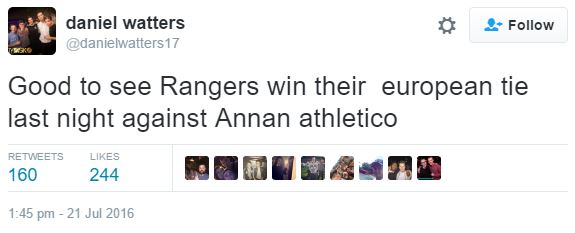 rangers tweet